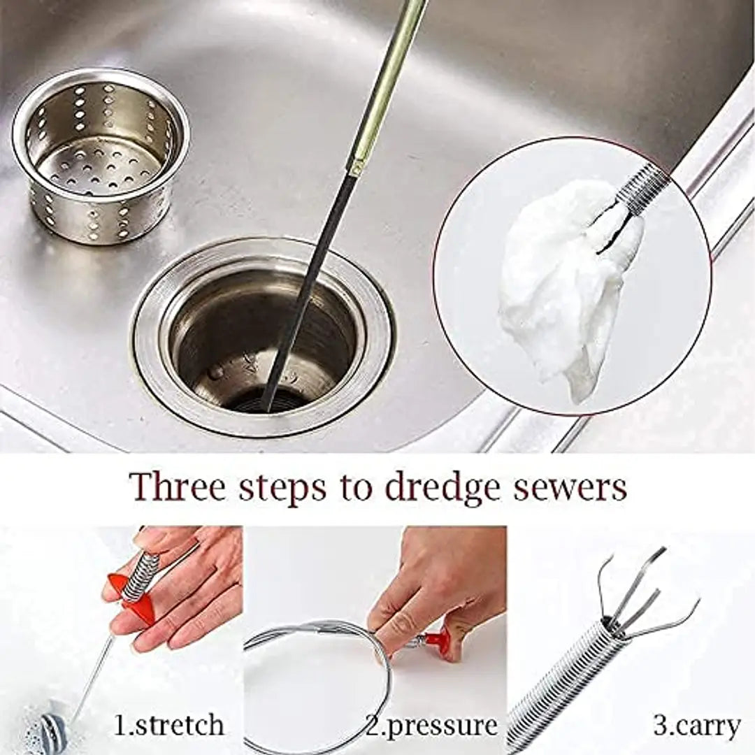 Drain Pipe Sewer Sink Cleaning Spring Stick for Tub Dredge Remover, Clog Remover, Hair Catching Cleaning Tool
