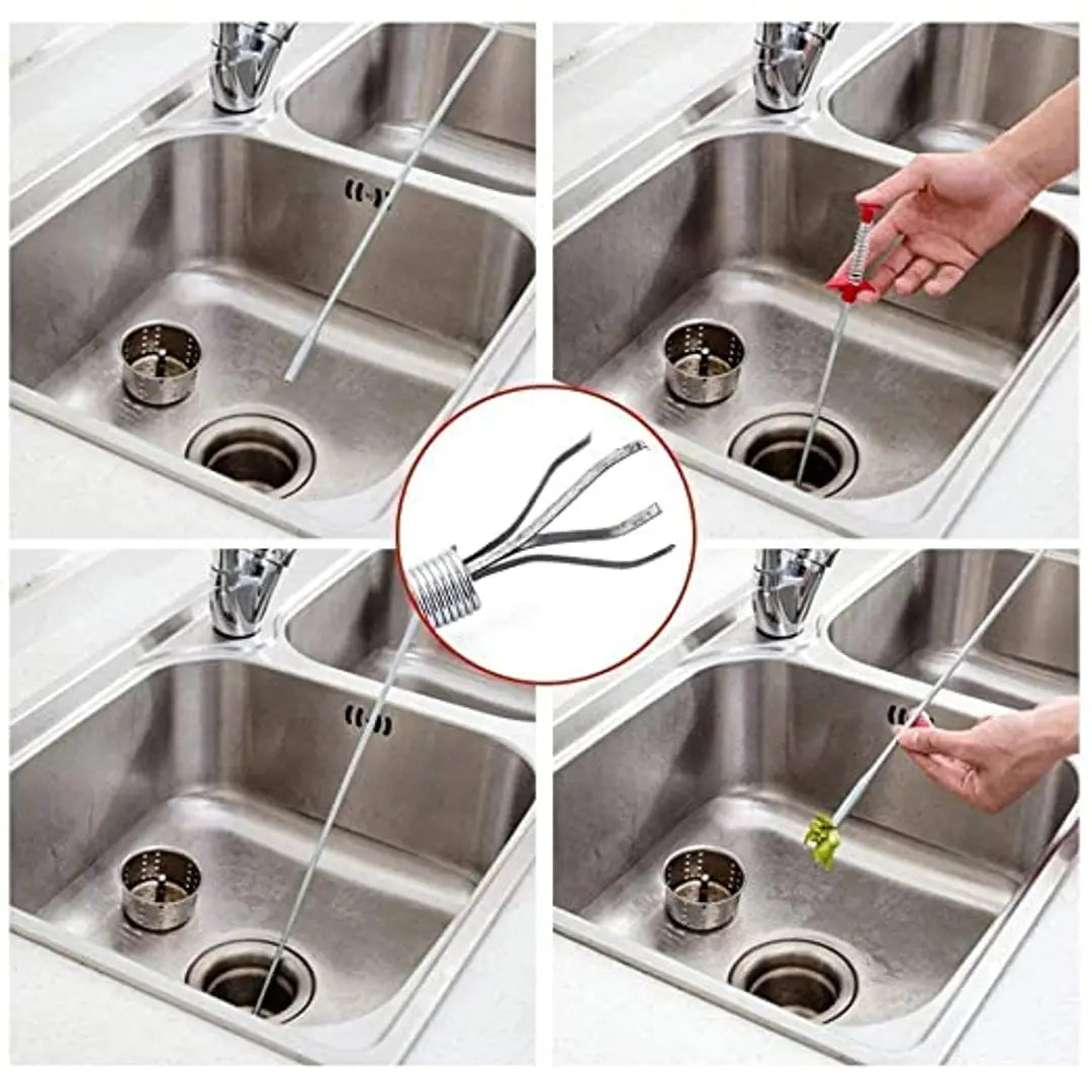 Drain Pipe Sewer Sink Cleaning Spring Stick for Tub Dredge Remover, Clog Remover, Hair Catching Cleaning Tool