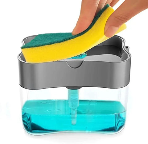 1 Pcs Multicolor Dispenser Soap Pump Sponge Holder Plastic Liquid Soap Dispenser Kitchen Set Cleaning Sink Dishwasher Liquid, Gel, Shampoo