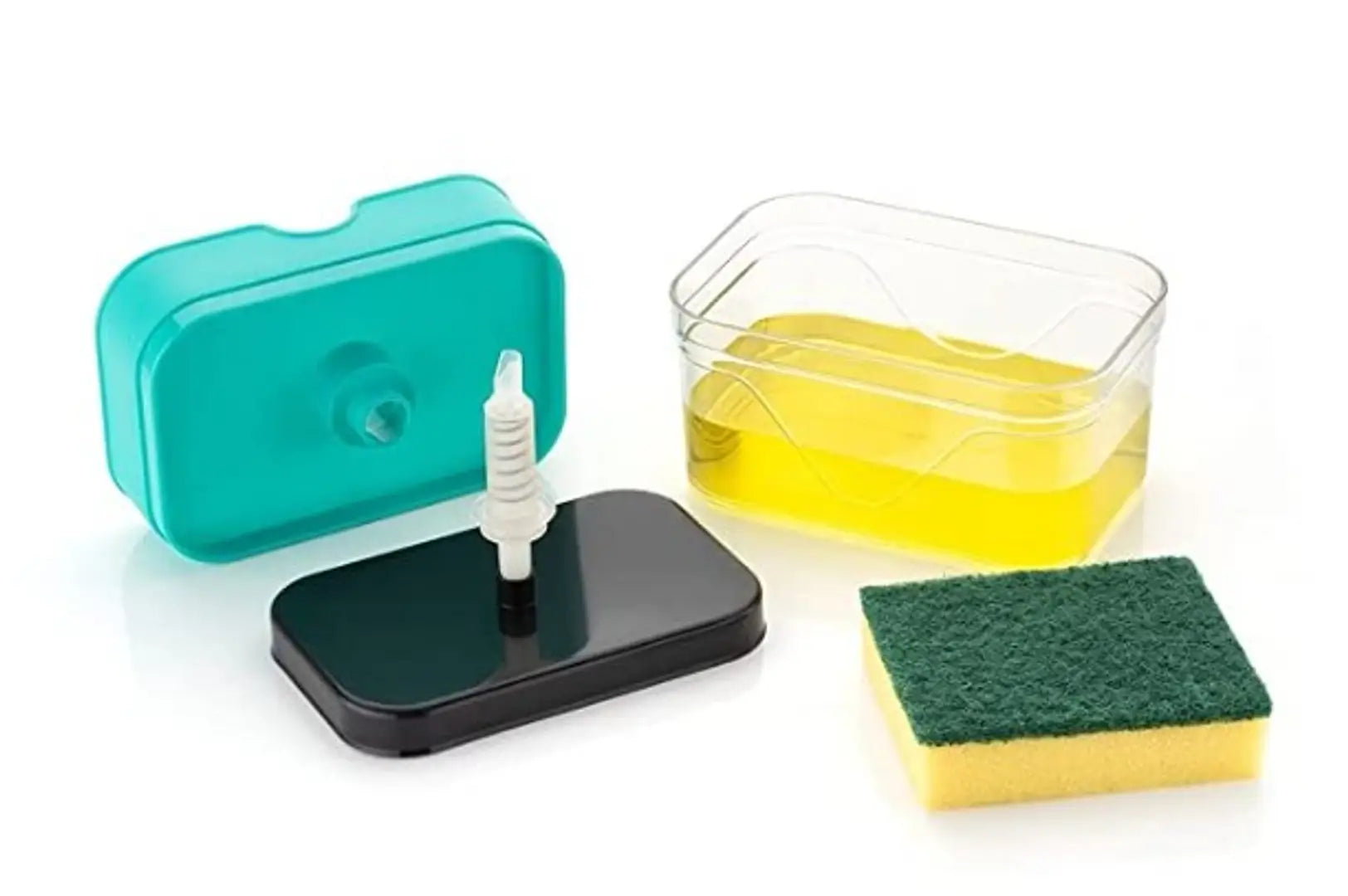 1 Pcs Multicolor Dispenser Soap Pump Sponge Holder Plastic Liquid Soap Dispenser Kitchen Set Cleaning Sink Dishwasher Liquid, Gel, Shampoo