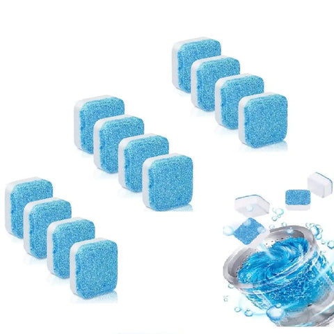 12 Pcs Washing Machine Tablet Descaling Powder Deep Cleaner Effervescent Tablet for All Companyrsquo;s Front and Top Load Machine