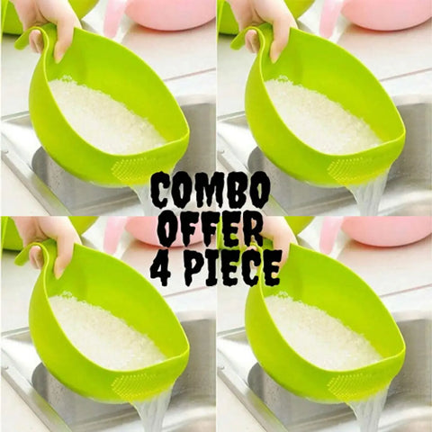 Sotex Water Strainer Or Washer Bowl For Rice, Vagitable And Fruits, Rice Bowl, Fruit Bowl, Pack Of 4, Green