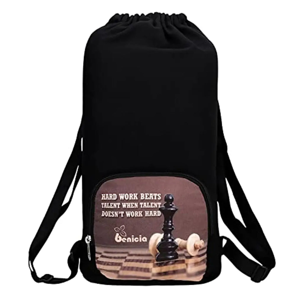 Benicia Chess Quote Print Cotton Canvas Sports Backpack / Exam Bag For Boys / Girls