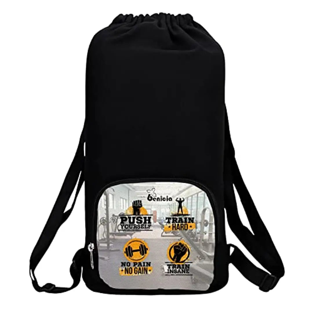 Benicia Motvation Quote Print Cotton Canvas Tution Backpack / Exam Bag / Gym bag For Boys / Girls