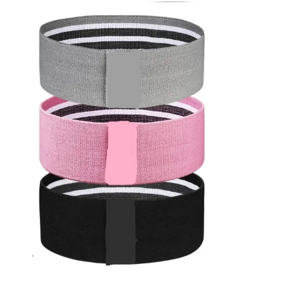 Set of 3 Fabric Elastic Resistance Exercise Loop Workout Bands for Legs Hip Butt Home Fitness for Men  Women