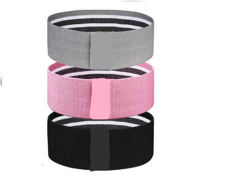Set of 3 Fabric Elastic Resistance Exercise Loop Workout Bands for Legs Hip Butt Home Fitness for Men  Women