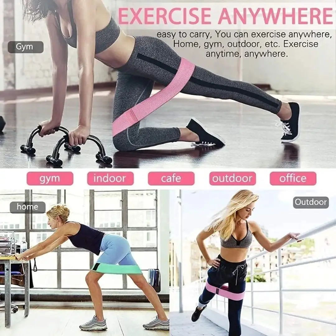 Set of 3 Fabric Elastic Resistance Exercise Loop Workout Bands for Legs Hip Butt Home Fitness for Men  Women