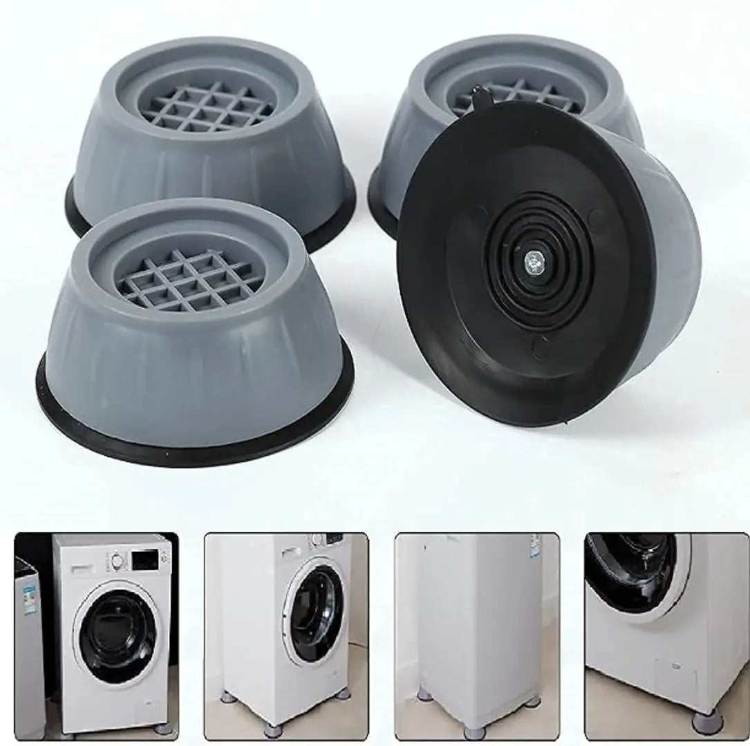 Washer Dryer Anti Vibration Pads with Suction Cup Feet, Fridge Washing Machine Leveling Feet Anti Walk Pads Shock Absorber Furniture Lifting Base(4 Piece).