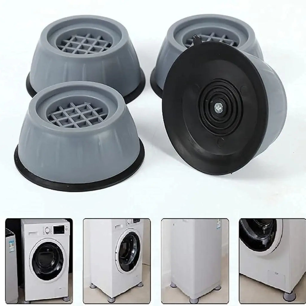 Washer Dryer Anti Vibration Pads with Suction Cup Feet, Fridge Washing Machine Leveling Feet Anti Walk Pads Shock Absorber Furniture Lifting Base(4 Piece).