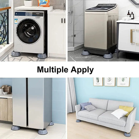 Washer Dryer Anti Vibration Pads with Suction Cup Feet, Fridge Washing Machine Leveling Feet Anti Walk Pads Shock Absorber Furniture Lifting Base(4 Piece).