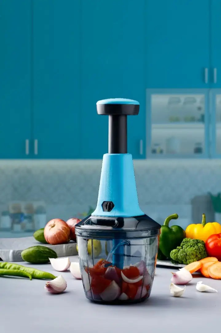 PUSH CHOPPER 950ML 6 S S BLADE + 1 PLASTIC BLADE + 1 PLASTIC WHISKER - BLUE