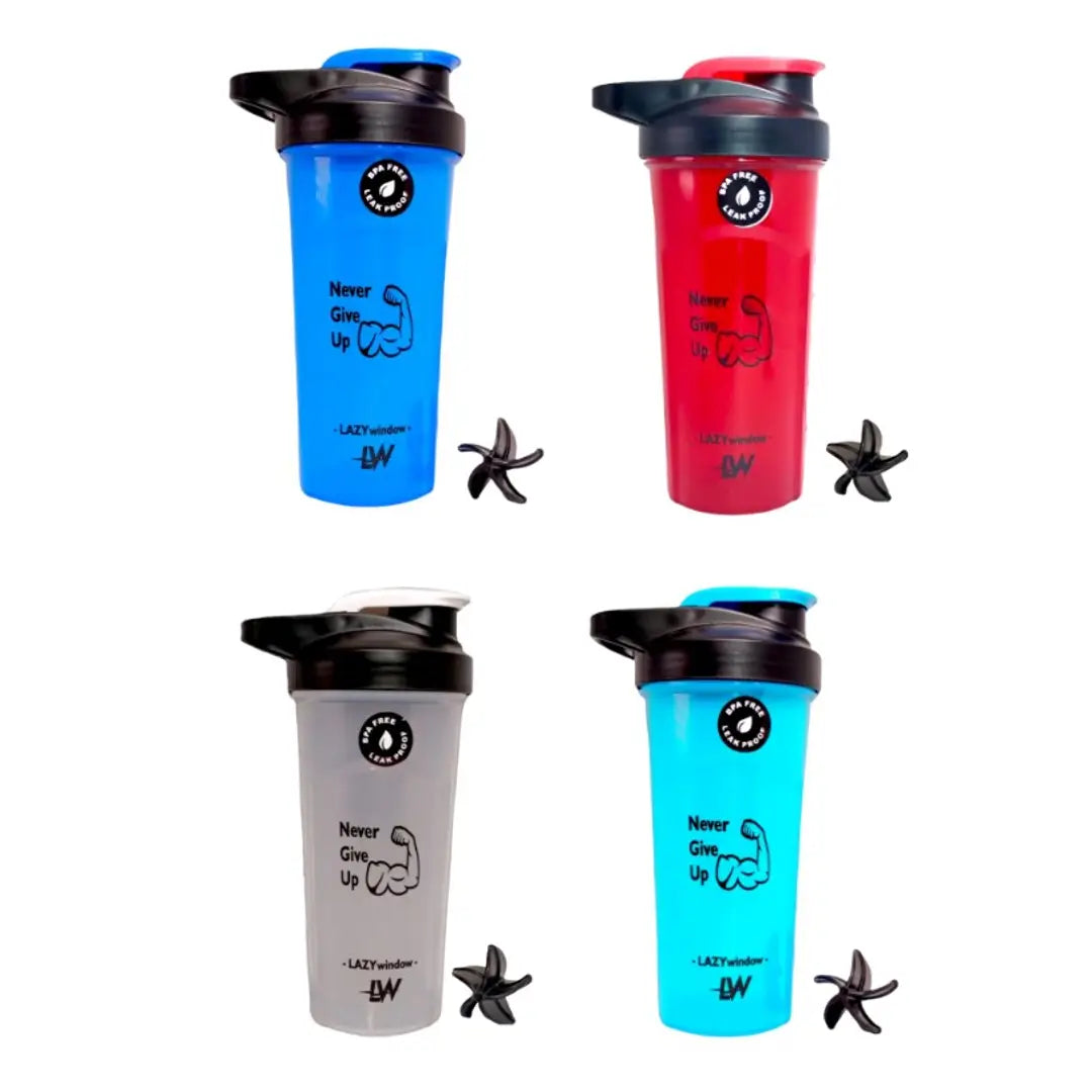 Premium Plastic Gym Shaker Bottle | Protein Shaker with Blending ball 600ml (Pack of 4)