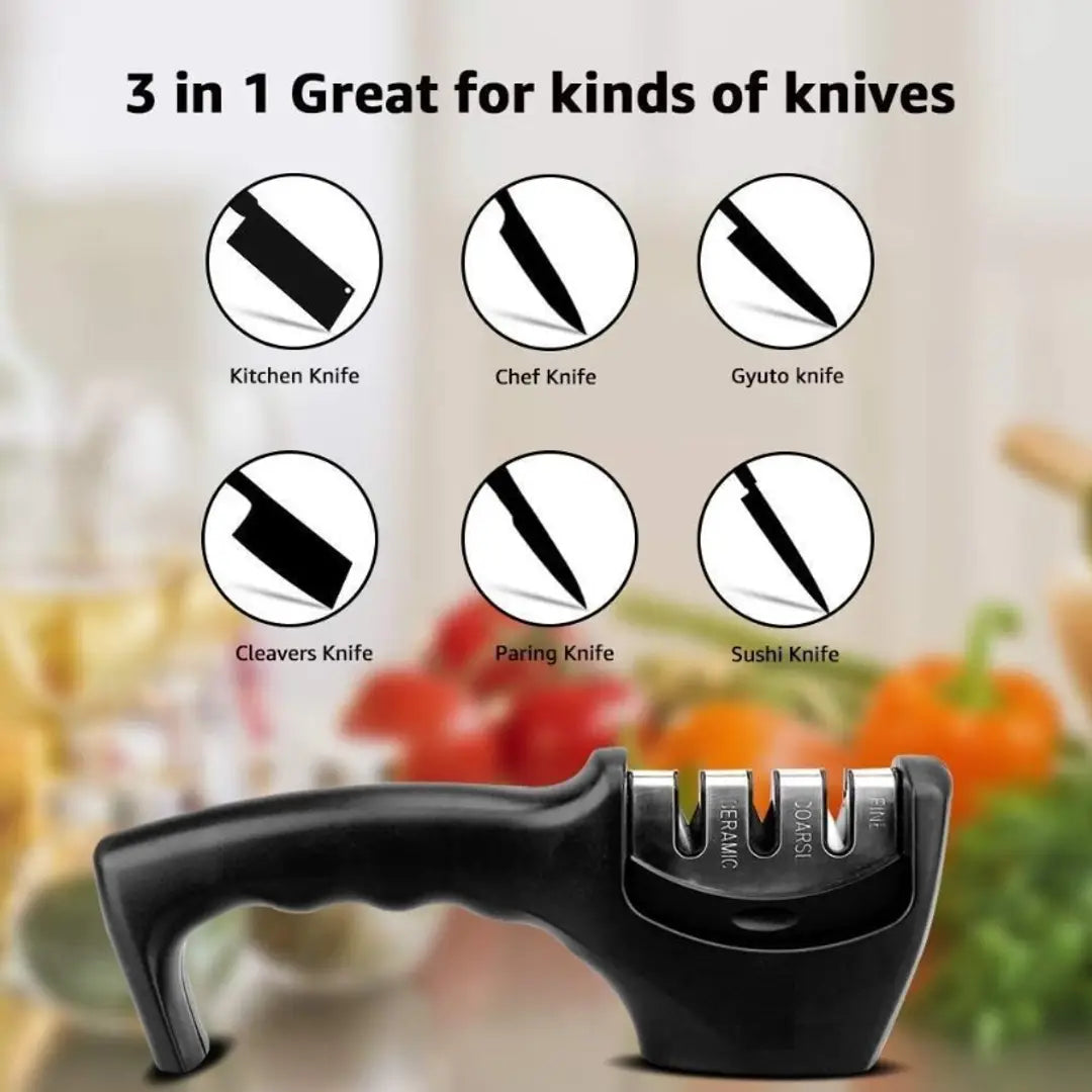 Manual 3 Stage 3 Slot Kitchen Knife Sharpener Tool kit self Knives Shaping, Upgraded Knife Sharpener Hand Tool Ceramic Stone Repair Grinder Dull