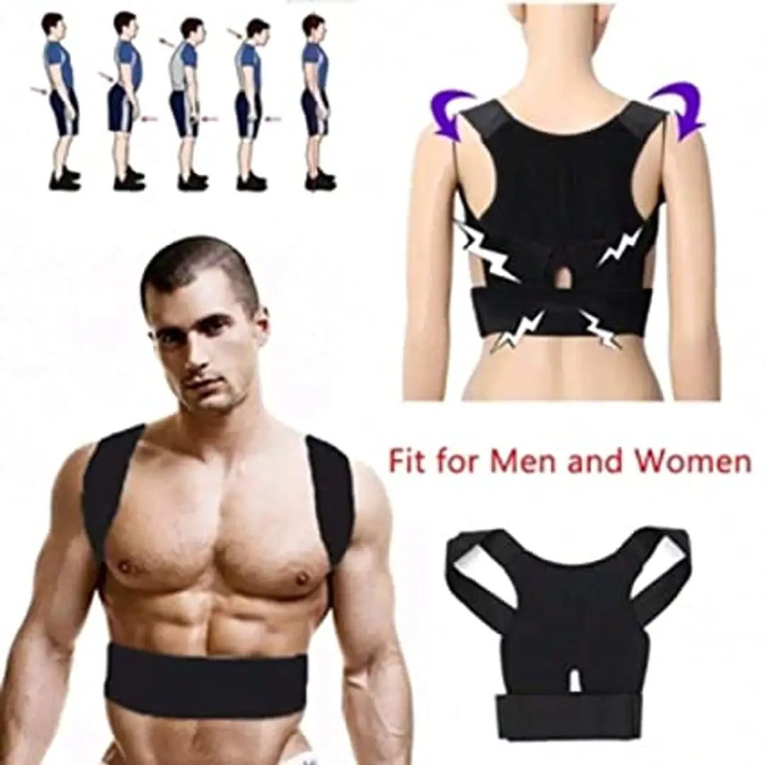 Magnetic Back Brace Posture Corrector Therapy Shoulder Belt for Lower and Upper Back Pain Relief (Free Size)