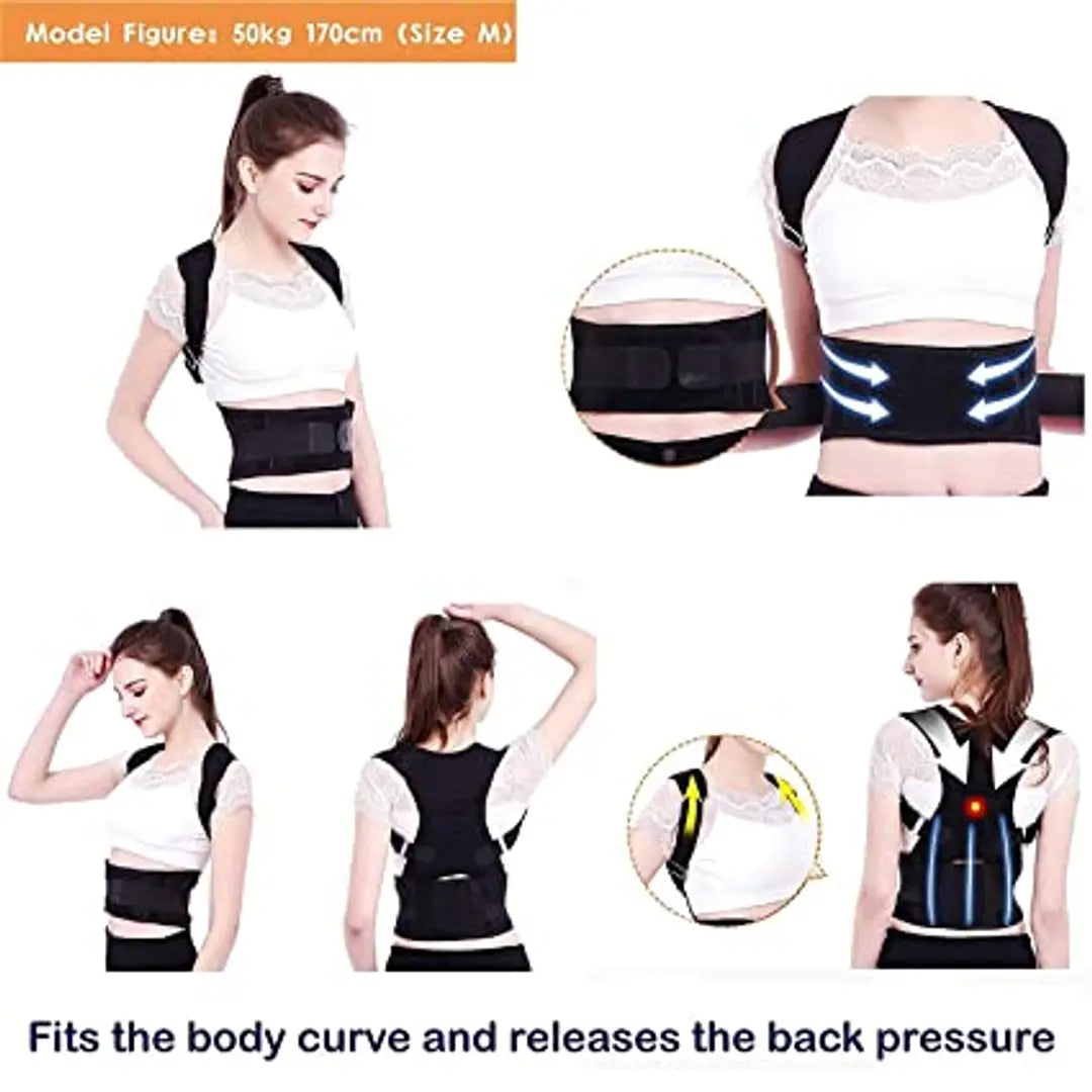Magnetic Back Brace Posture Corrector Therapy Shoulder Belt for Lower and Upper Back Pain Relief (Free Size)
