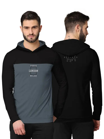 Stylish Fancy Cotton Blend Hood Long Sleeves Printed Sweatshirts Combo For Men Pack Of 2
