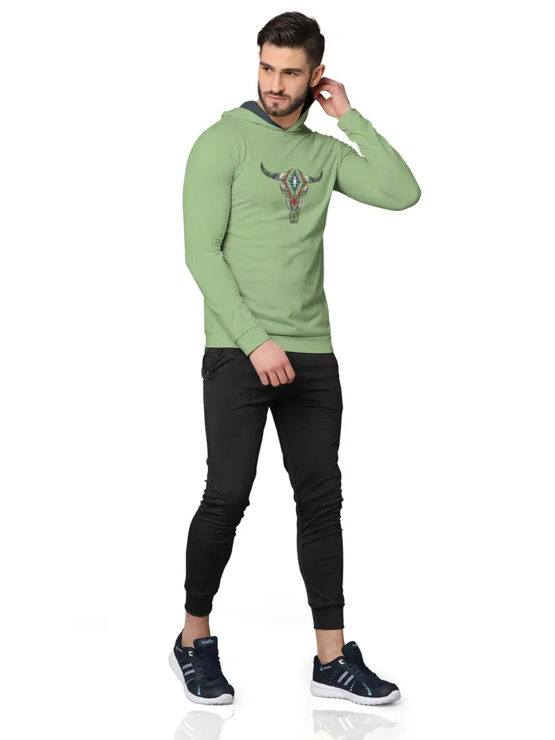 Stylish Fancy Cotton Blend Hood Long Sleeves Printed Sweatshirts Combo For Men Pack Of 2