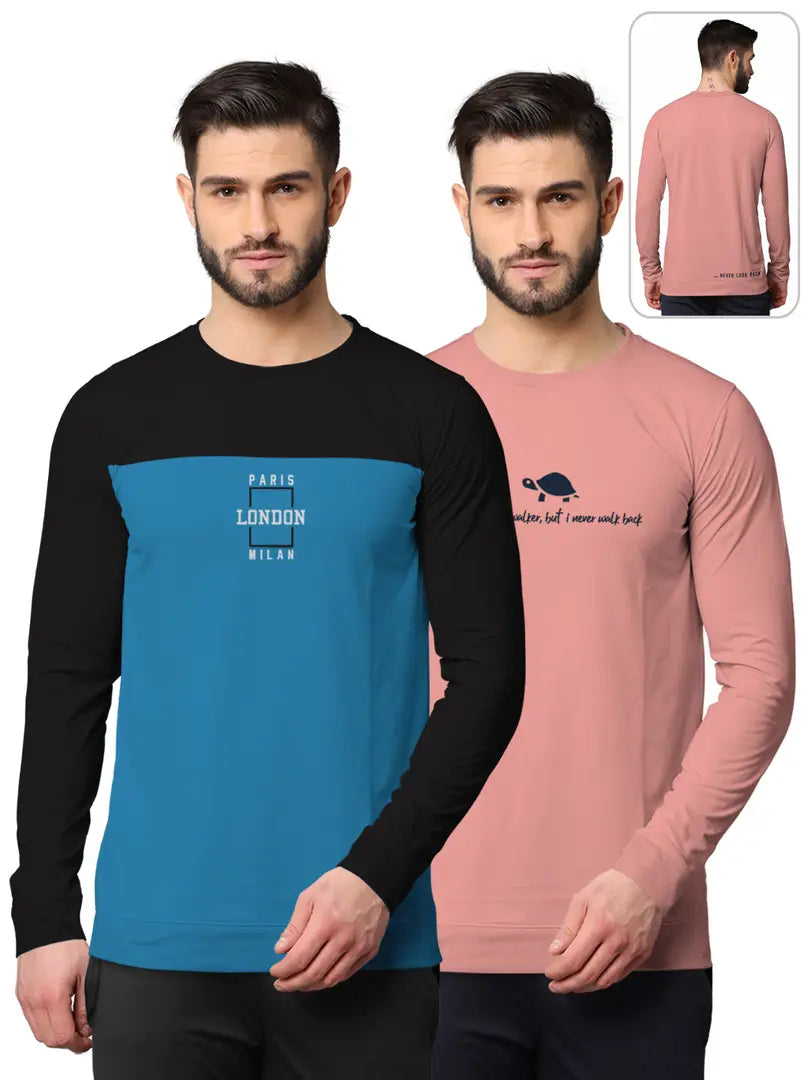 Stylish Fancy Cotton Blend Round Neck Long Sleeves Printed Sweatshirts Combo For Men Pack Of 2