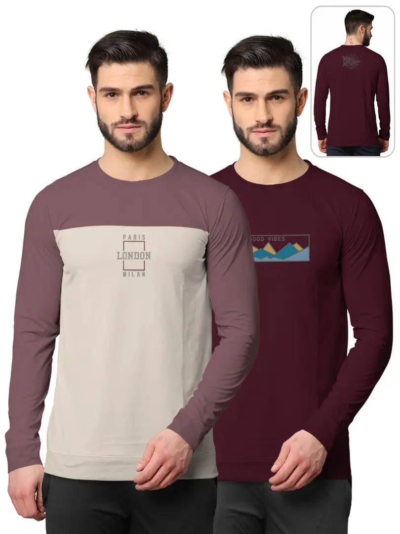 Stylish Fancy Cotton Blend Round Neck Long Sleeves Printed Sweatshirts Combo For Men Pack Of 2