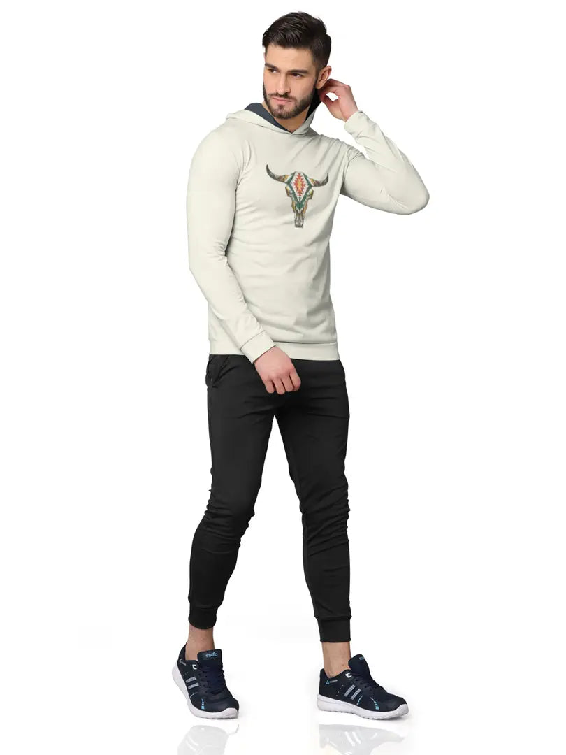 Stylish Fancy Cotton Blend Hood Long Sleeves Printed Sweatshirts Combo For Men Pack Of 2