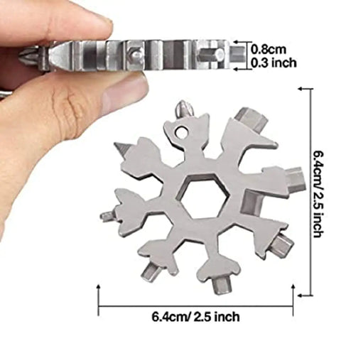 18-in-1 Snowflake Multi Tool, 18 in 1 Stainless Steel Multi-Tool Portable Screwdriver Keychain Snowflake Tool | All in One Snow Flake Tool for Outdoor Camping Daily