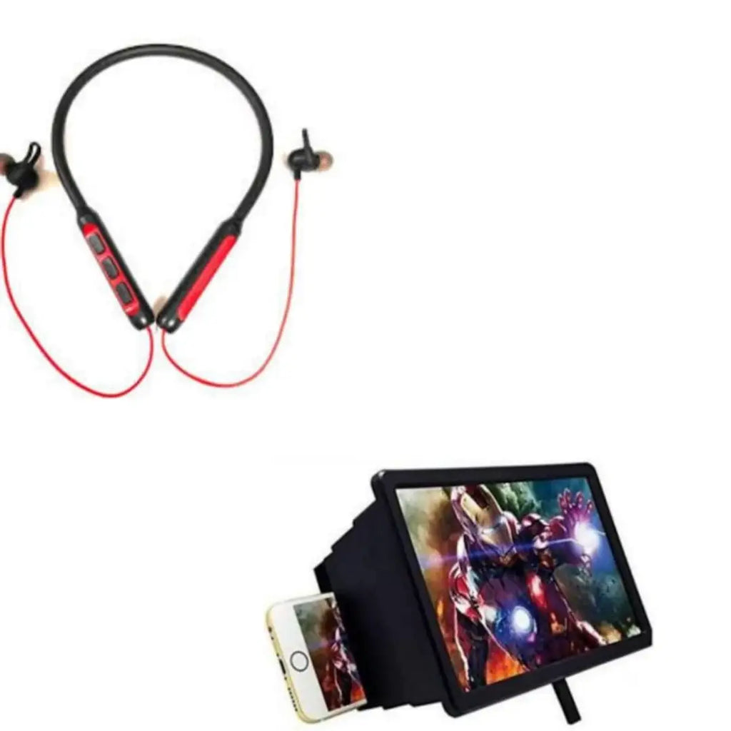 Combo 3D F2 GLASS VIDEO MOBILE BAST QUALTY  Bullet Wireless 3 Bluetooth Neckband in Ear Earph