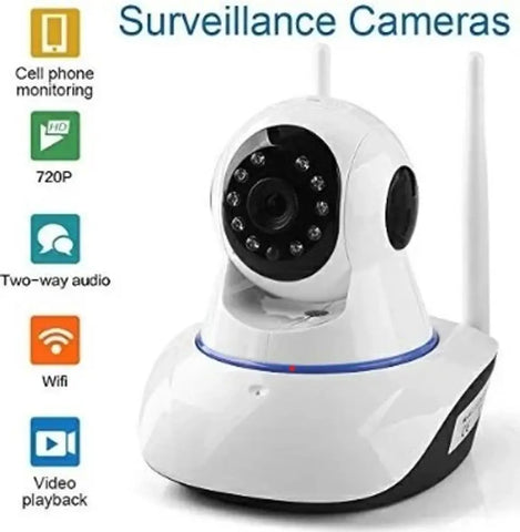 KOSON Camera 1080P Wi-Fi Security Camera, Full HD Video and Audio Recording,360 Degrees Panoramic Camera for Surveillance, Motion Detection/Light Vision/Alarm and Support 64Gb (2 Way ANTENA Camera).