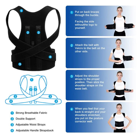 GIN24 ( Magnetic Posture Corrector Belt for men ) Abdomen Support  (Black)