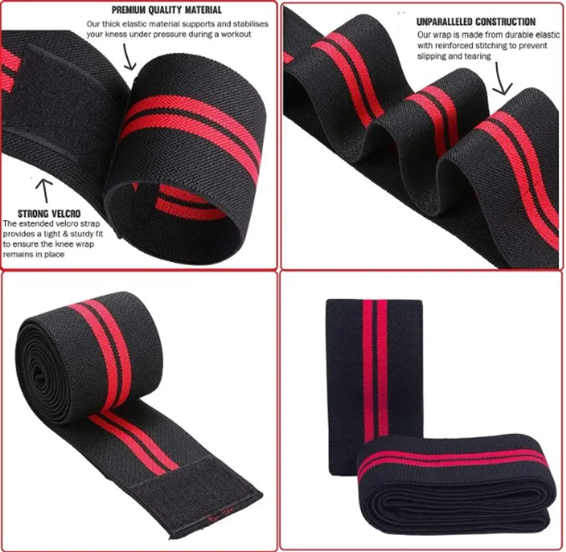 Knee Wrap for Weightlifting-Adjustable Straps,Stretchable Fabric Knee Support