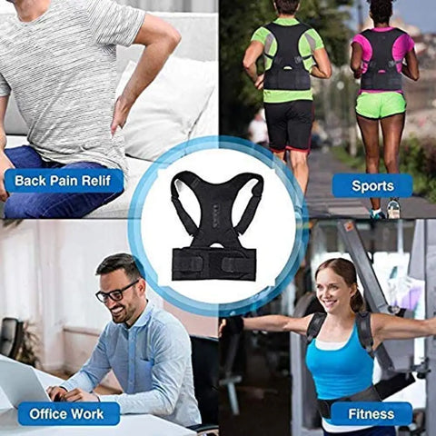 Unisex Magnetic Back Brace Posture Corrector Therapy Shoulder Belt for Lower and Upper Back Pain Relief, posture corrector men for women,back support belt for back pain -Free Size