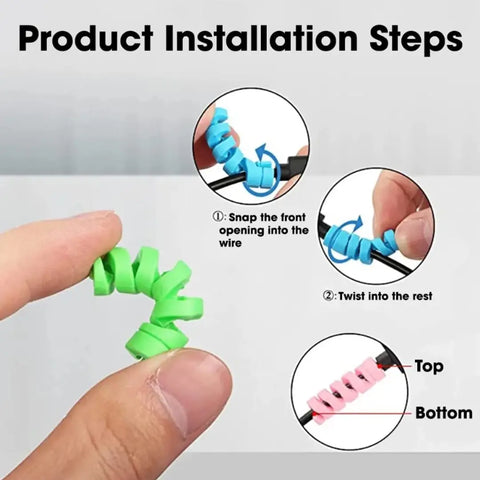 Spiral Charger Cable Protector Data Cable Saver Charging Cord Protective Cable Cover Headph)