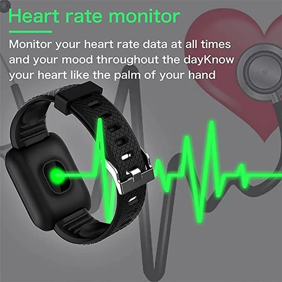 Latest ID116 Plus Bluetooth Smart Fitness Band Watch with Heart Rate Activity Tracker Waterproof Body, Calorie Counter, Blood Pressure(1), OLED Touchscreen for Men/Women