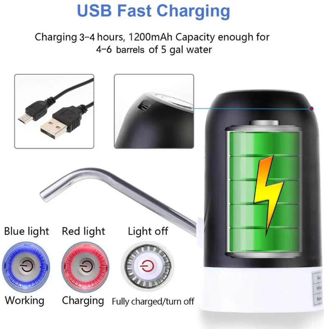 USB Portable Mini Charging Auto Electric Water Dispenser Pump with Waterproof Button for 20 Liter Bottle