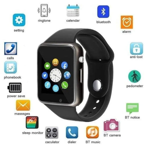 A1 Smart watch Smartwatch  (Black Strap, (Regular)  Classic Bass Boost Sound 225 in Ear Wired Earphones with Mic Wired Headset
