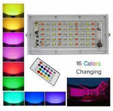 DAYBETTER 50W RGB LED Brick Light Multi Color with Remote Waterproof IP66 LED Flood Lights Outdoor/Indoor (50WATT,Plastic)