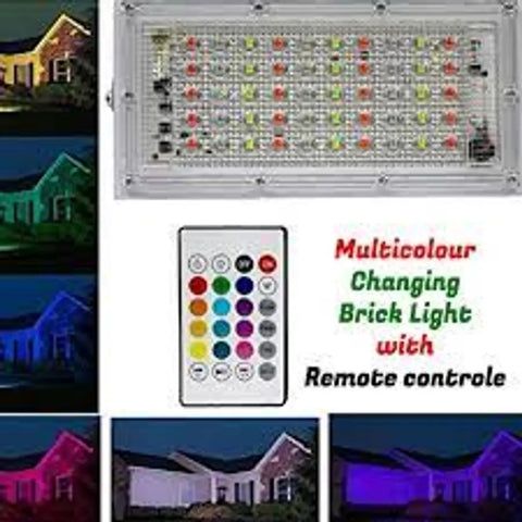 DAYBETTER 50W RGB LED Brick Light Multi Color with Remote Waterproof IP66 LED Flood Lights Outdoor/Indoor (50WATT,Plastic)