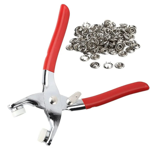 Grommet Eyelet Plier Set, Eyelet Hole Punch Pliers Kit with 100 Metal Eyelets Grommet Tool Kit Eyelet Setting pliers tool Pincer Setter Rivet Snap Fastener Hand Tool for Leather Clothes Belt