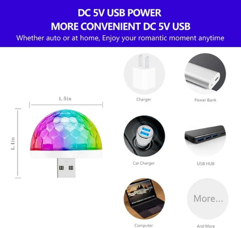 icall present New Combo USB Party Lights Mini Disco Ball,Led Small Magic Ball Sound Control DJ Stage Light Colorful Strobe RGB Lamp With Type-C And V8 OTG Adaptor for Android Mobile  Christmas etc.