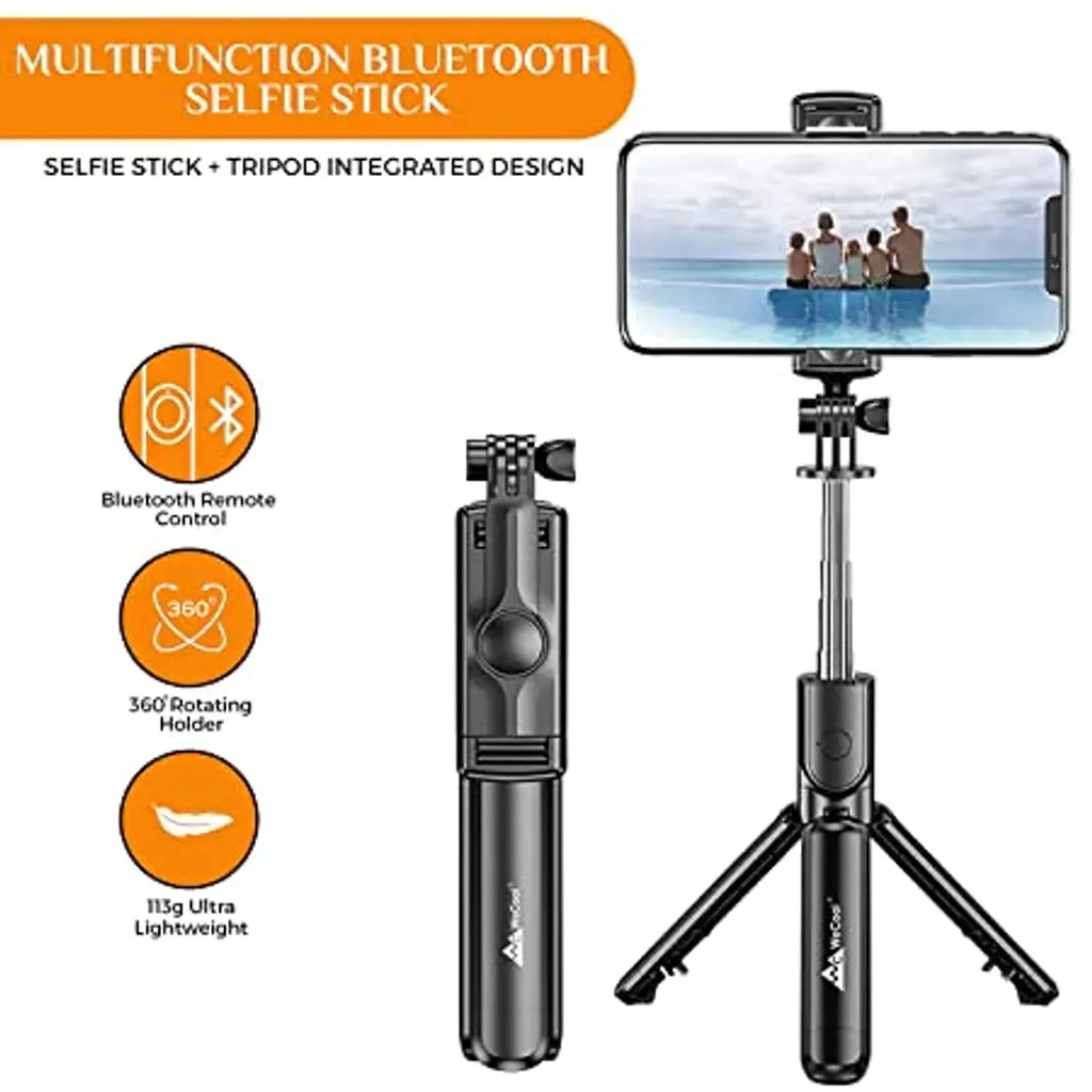 Bluetooth Extendable Selfie Sticks with Wireless Remote and Tripod Stand, 3-in-1 Multifunctional Selfie Stick with Tripod Stand Compatible with