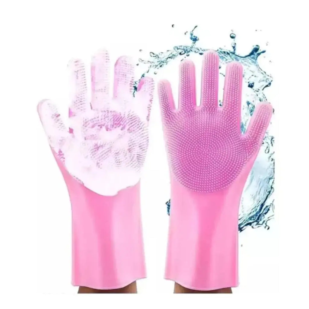 Silicone Cleaning Wash hand scrubber Gloves multicolor