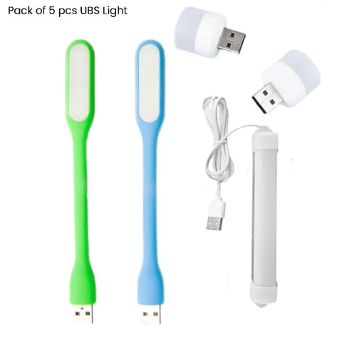 icall Present New Combo 2 USB Light With 10 Watts USB LED High Brightness Desk Tube Light  2 Super Mini USB Bulb Lamp For Emergency USB Lights (Pack of 5)