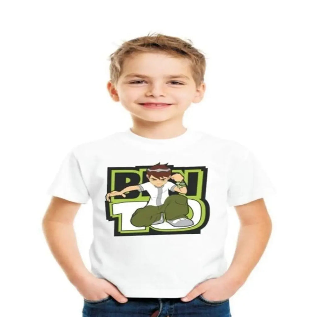 Stylish boys polyester round neck  white t-shirt
