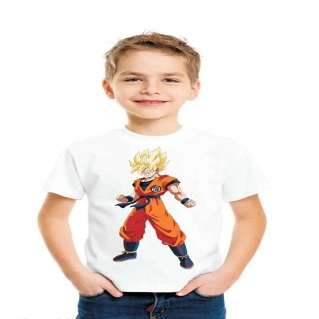 Stylish boys polyester round neck  white t-shirt