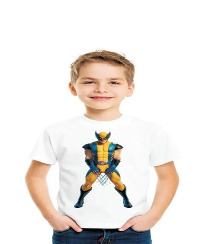 Stylish boys polyester round neck  white t-shirt