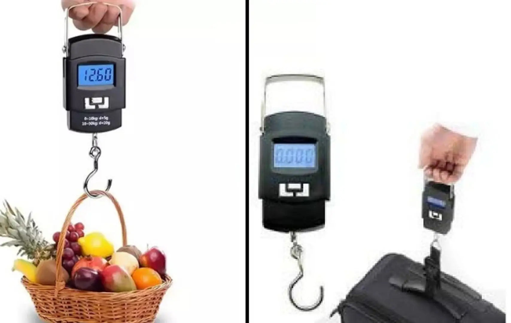 Electronic Digital Weighing Hanging Stainless Steel Hook Luggage Portable Scale with LCD Display for Industrial Fishing Factory Use Capacity 50Kg (Black)