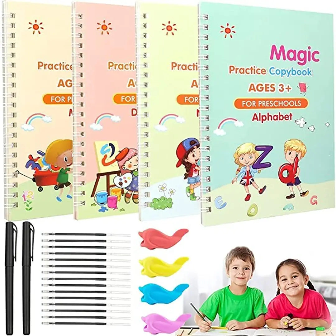 Magic Practice Copybook, Number Tracing Book for Preschoolers with Pen Magic Calligraphy Copybook Set Practical Reusable Writing Tool Simple Hand Lettering Kids Magic Book