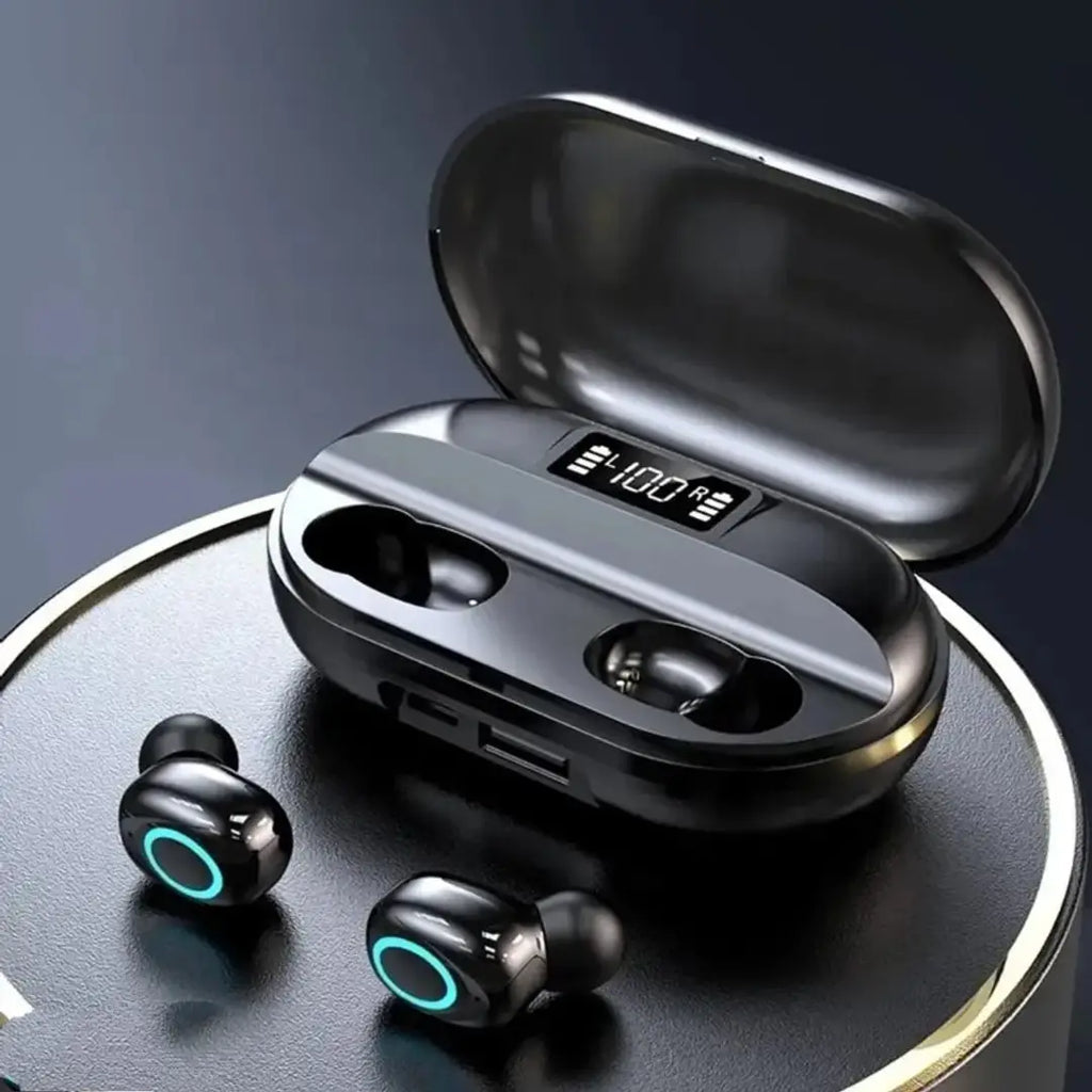 T2 TWS 5.0 Bluetooth Earphone Noise Cancelling with 1500mah Power Bank with led Display Earbuds Compatible for All Smartphone (Black)