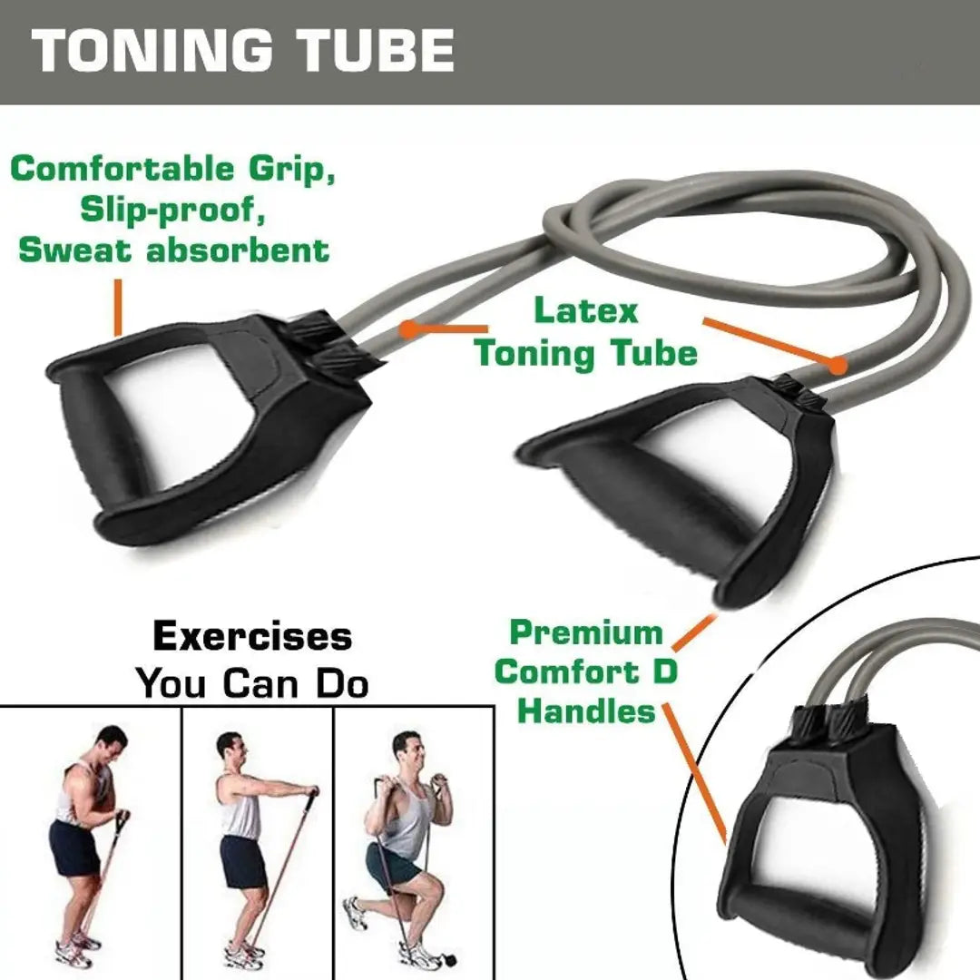Double toning tube Resistance band is made of natural latex is kind to the environment. Strong wear resistance and great elasticity, non-slip handle, comfortable and absorbent. Our resistance bands ca