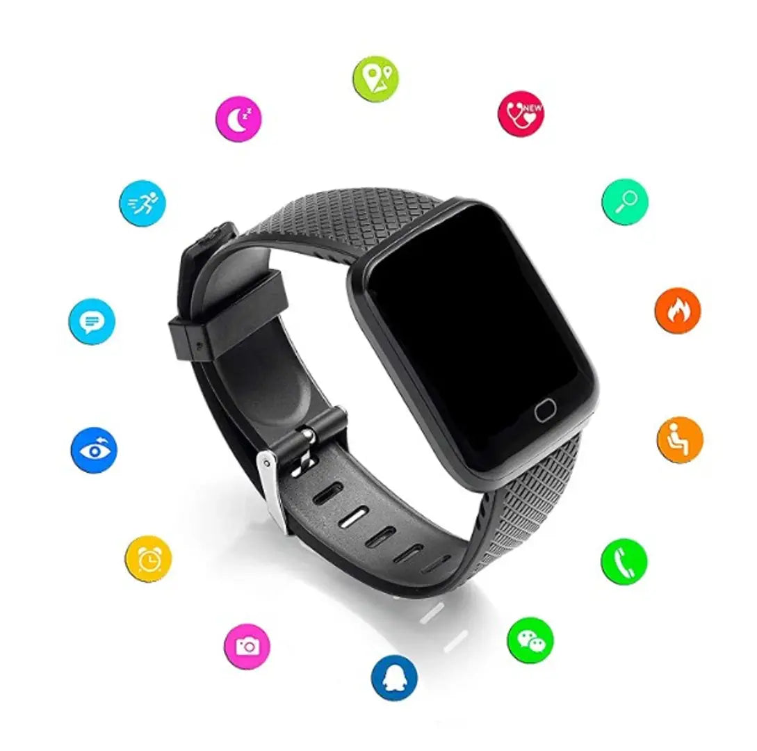 ID116 Plus Bluetooth Fitness Activity Tracker Smartwatch for Men Women (Black)  Screen Magnifier Amplifier,3D HD New Phone Holder for Smartphones