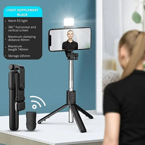 NEW Selfie Stick with Light,Long Selfie Stick with Tripod Stand 100cm Plus Bluetooth Extandable Selfie Stick Tripod
